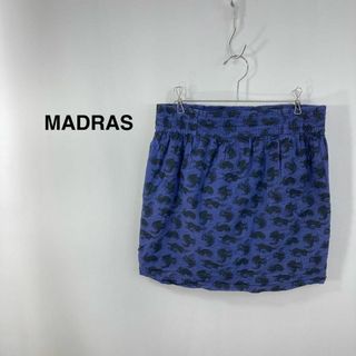 マドラス(madras)のMADRAS マドラス アニマル柄 ミニ丈スカート ブルー ブラック レディース(ミニスカート)