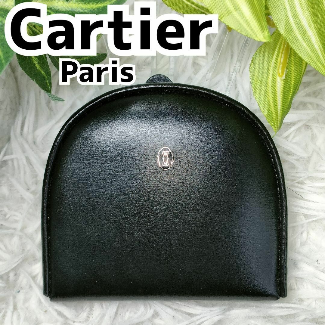 Cartier(カルティエ)のカルティエ コインケース レザー ブラック ロゴ Cartier 小銭入れ 黒 レディースのファッション小物(コインケース)の商品写真