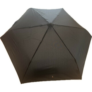 ポロラルフローレン(POLO RALPH LAUREN)の新品 男性用 軽量 ブラック 黒 折りたたみ傘 シンプル ストライプ (傘)
