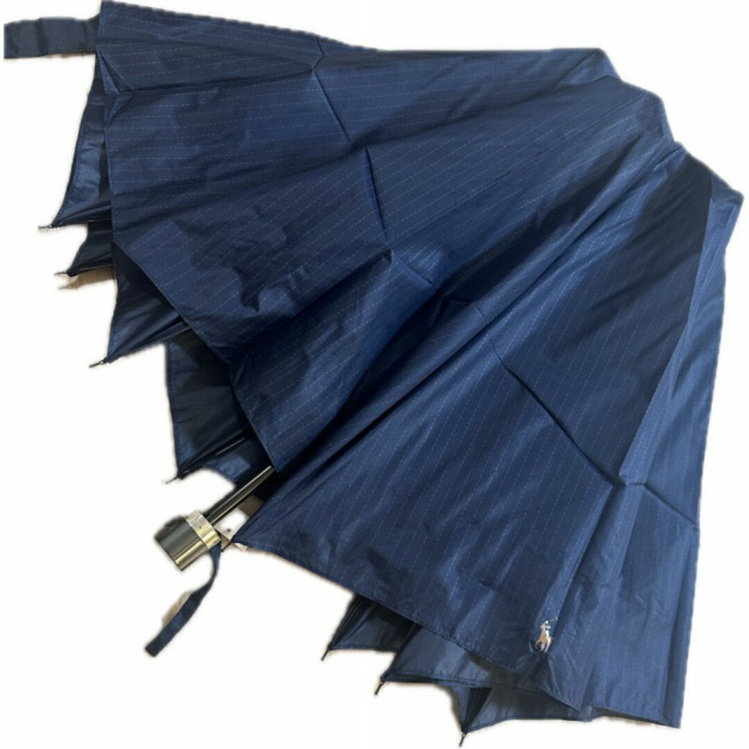 POLO RALPH LAUREN(ポロラルフローレン)の新品 男性用  ネイビー 紺色 折りたたみ傘  ストライプ 大きめサイズ  メンズのファッション小物(傘)の商品写真