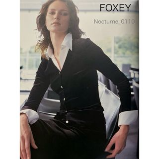 フォクシーニューヨーク(FOXEY NEW YORK)の希少◆フォクシーFOXEYNY襟カフス付ストレッチベロアトップスカーディガン38(カーディガン)