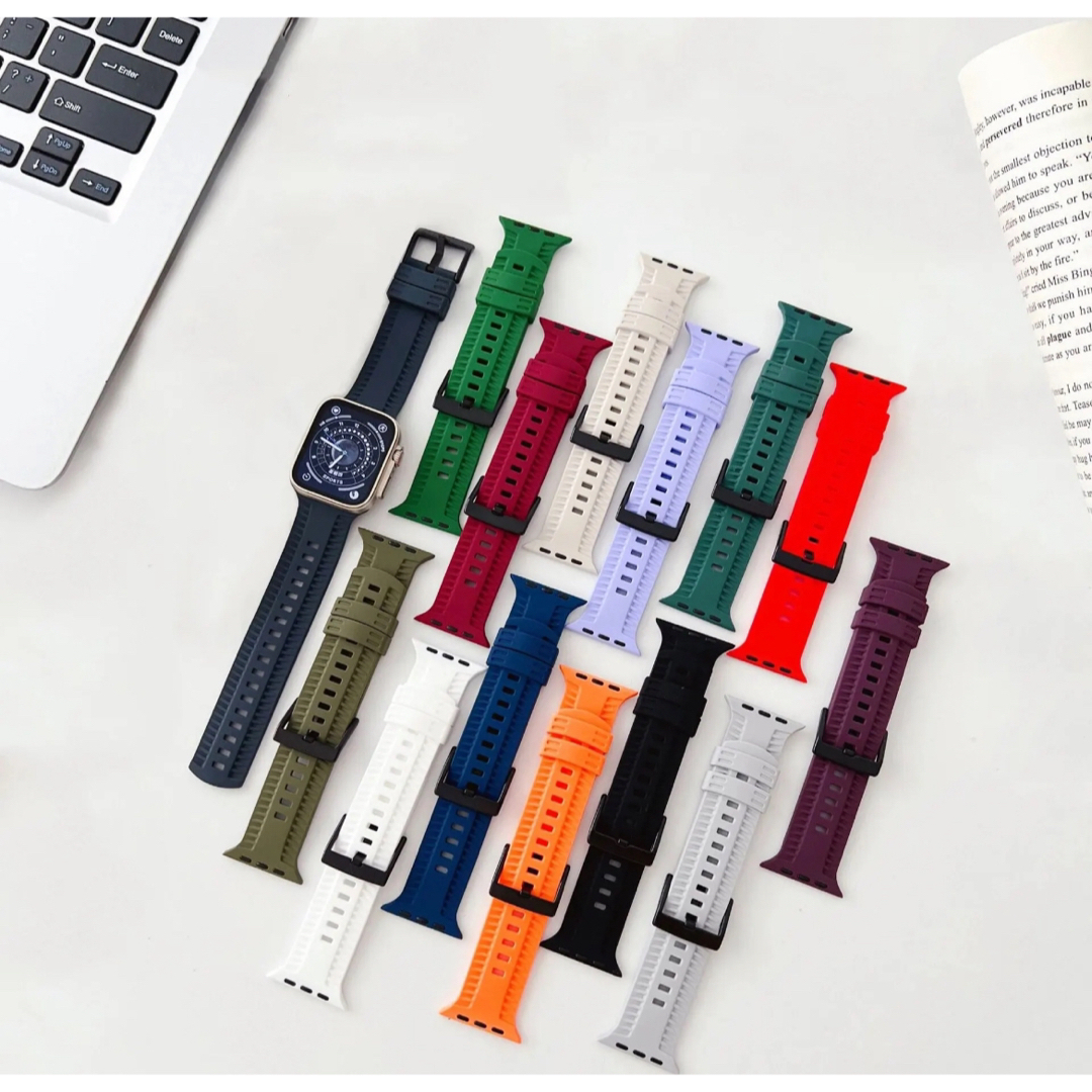 Apple Watch バンド シリコン ブラック アップルウォッチ 黒 耐久性 メンズの時計(その他)の商品写真