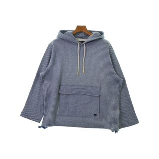 LEVI'S MADE&CRAFTED パーカー S 青xグレー(ストライプ) 【古着】【中古】(パーカー)