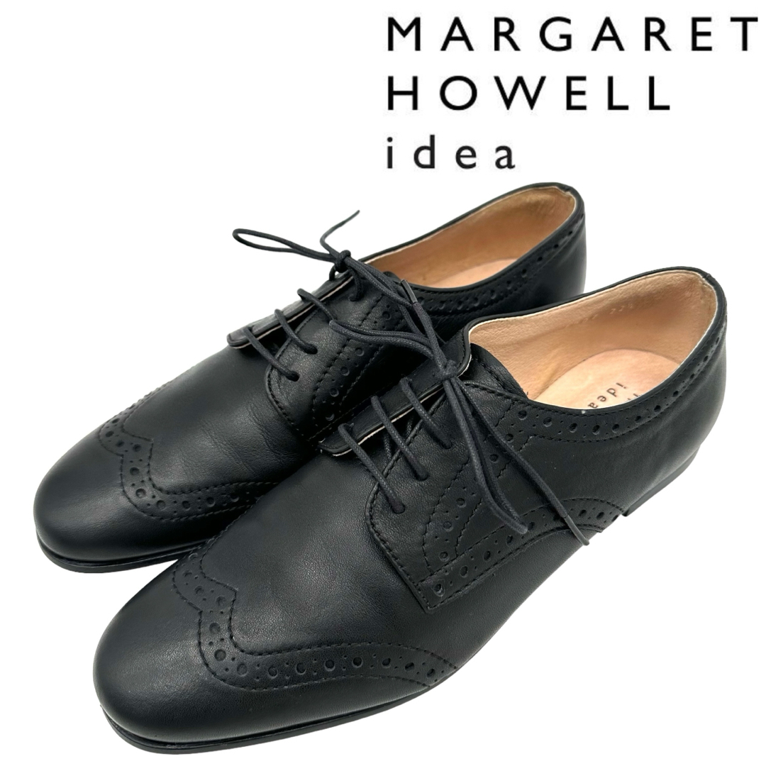 MARGARET HOWELL(マーガレットハウエル)の〈美品〉MARGARET HOWELL IDEA【22.5】ウィングチップ 黒 レディースの靴/シューズ(ローファー/革靴)の商品写真
