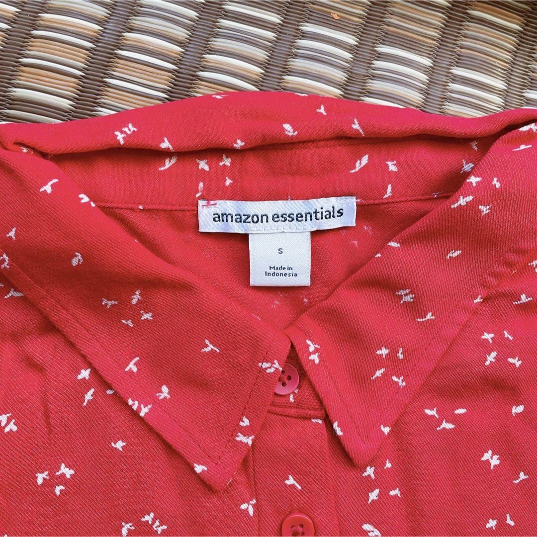 シャツ ワンピース ノースリーブ レディース　Lサイズ　レッド レディースのワンピース(ひざ丈ワンピース)の商品写真