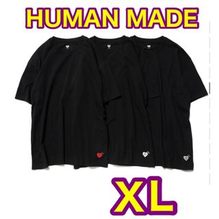 ヒューマンメイド(HUMAN MADE)のヒューマンメイド　XLサイズ　ブラック　黒　パックTシャツ3枚　新品(Tシャツ/カットソー(半袖/袖なし))