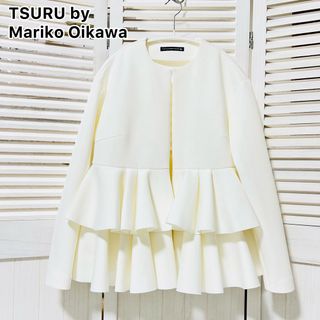 ツルバイマリコオイカワ(TSURU by Mariko Oikawa)の極美品　TSURU by Mariko Oikawa フリル　ジャケット(ノーカラージャケット)