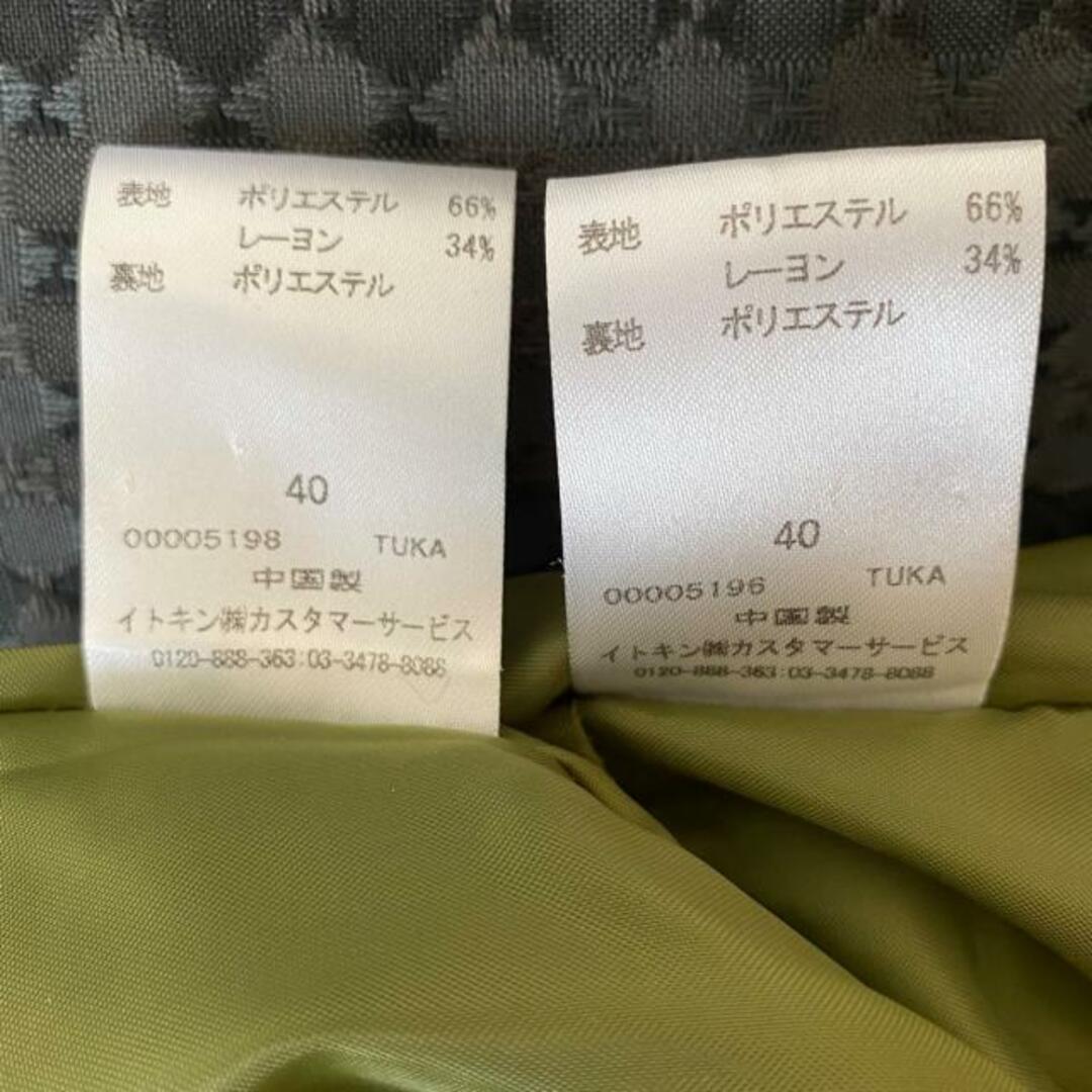 Jocomomola(ホコモモラ)のJOCOMOMOLA(ホコモモラ) スカートスーツ サイズ40 XL レディース - ダークグレー×黒 レディースのフォーマル/ドレス(スーツ)の商品写真