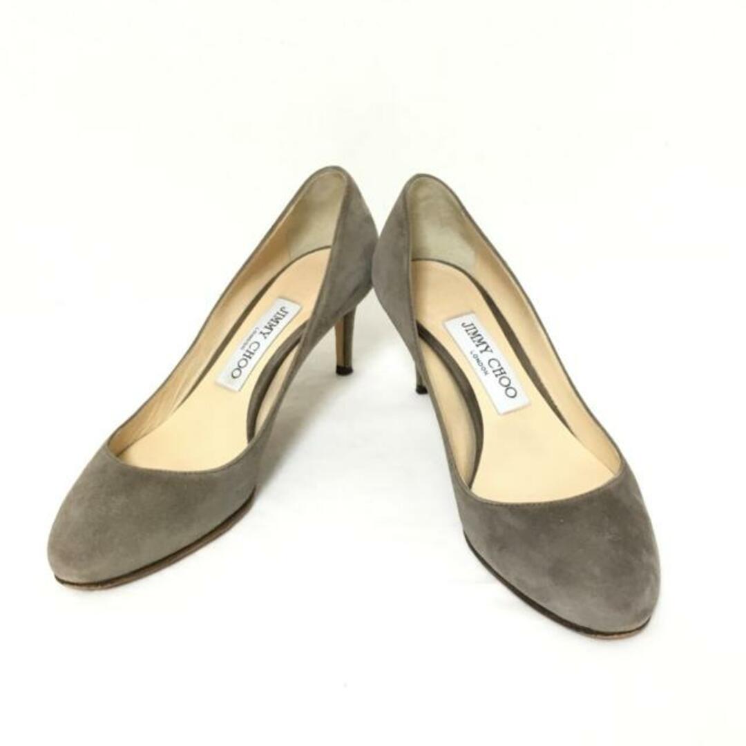 JIMMY CHOO(ジミーチュウ)のJIMMY CHOO(ジミーチュウ) パンプス 35 1/2 レディース - グレーベージュ アウトソール張替済 スエード レディースの靴/シューズ(ハイヒール/パンプス)の商品写真