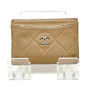 シャネル(CHANEL)のCHANEL(シャネル) カードケース マトラッセ ベージュ シルバー金具 キャビアスキン(名刺入れ/定期入れ)