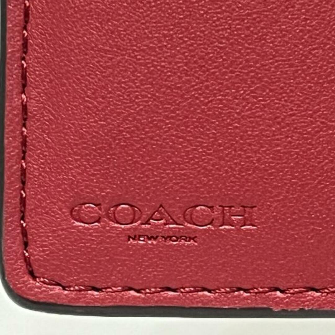 COACH(コーチ)のCOACH(コーチ) 2つ折り財布 シグネチャーミディアムコーナージップ ウォレット C0082 ダークブラウン×レッド PVC(塩化ビニール)×レザー レディースのファッション小物(財布)の商品写真