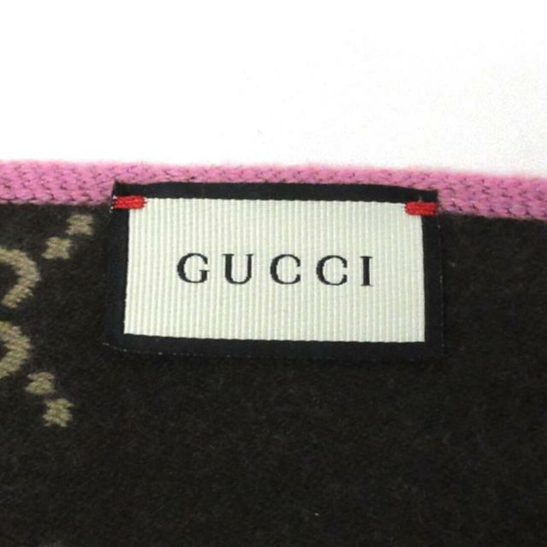 Gucci(グッチ)のGUCCI(グッチ) マフラー - ピンク×ダークブラウン×ブラウン GG柄 ウール×シルク レディースのファッション小物(マフラー/ショール)の商品写真