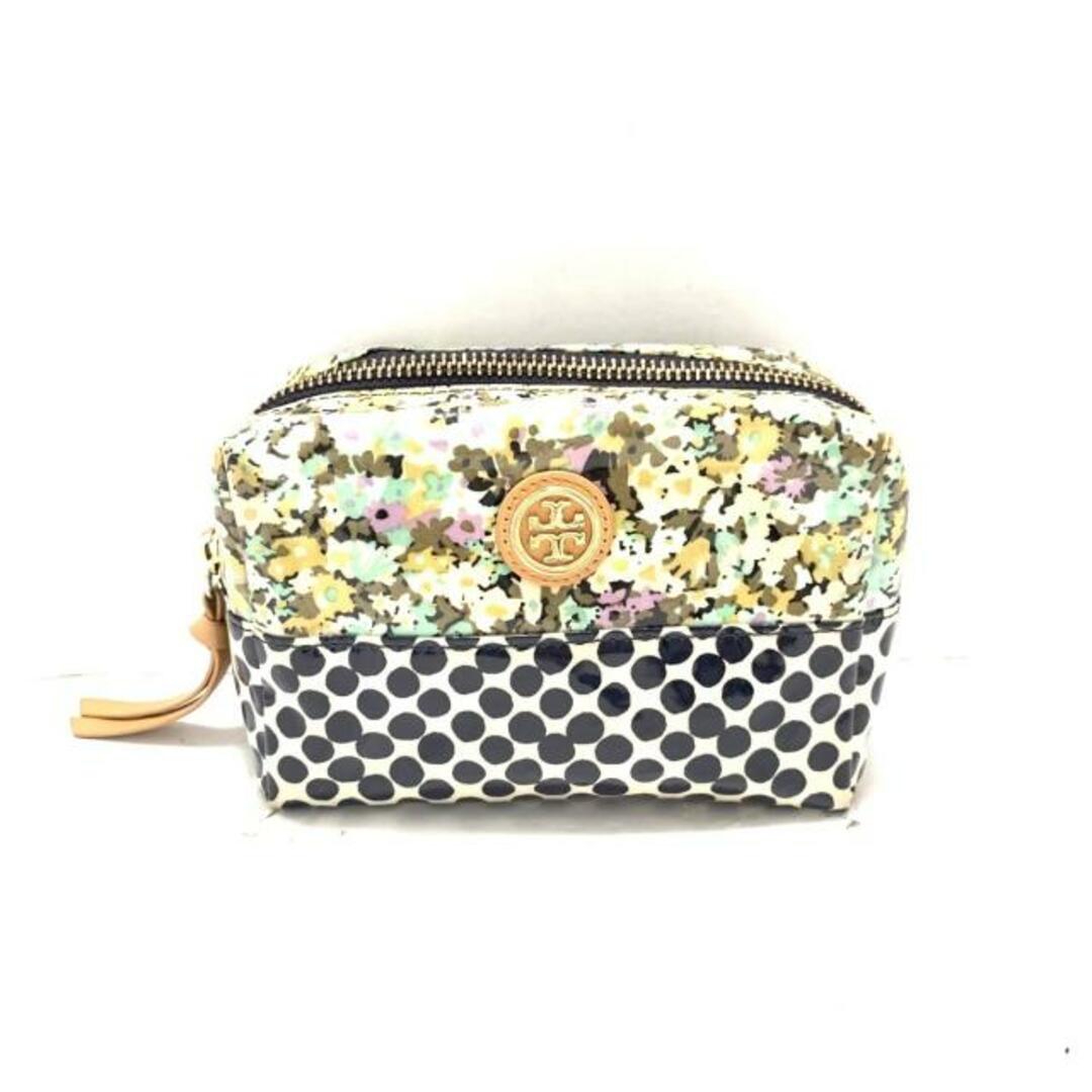 Tory Burch(トリーバーチ)のTORY BURCH(トリーバーチ) ポーチ - ベージュ×黒×マルチ 花柄/ドット柄 PVC(塩化ビニール) レディースのファッション小物(ポーチ)の商品写真