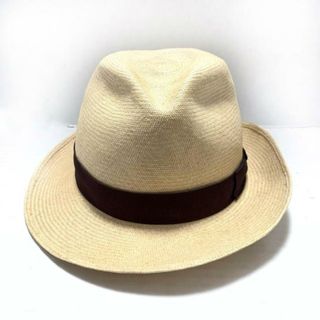 ボルサリーノ(Borsalino)のBorsalino(ボルサリーノ) ハット - ベージュ×ダークブラウン リボン 天然草(本パナマ)×アセテート×コットン(ハット)