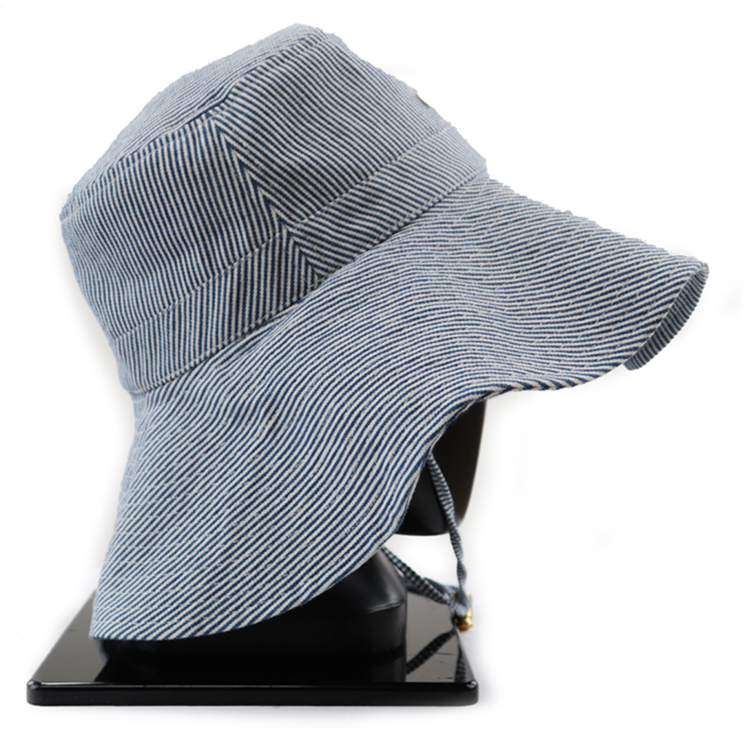 celine(セリーヌ)の美品 セリーヌ エディ期 ヒッコリーストライプ キャペリン ハット 水色 サックスブルー 白 ホワイト CELINE レディースの帽子(ハット)の商品写真