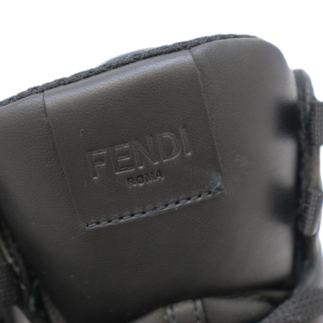 FENDI(フェンディ)の美品 フェンディ 8E7045 ズッカ柄エンボス ハイカット スニーカー レディース サイズ37 黒 ブラック エコレザー FFロゴ レースアップ FENDI レディースの靴/シューズ(スニーカー)の商品写真