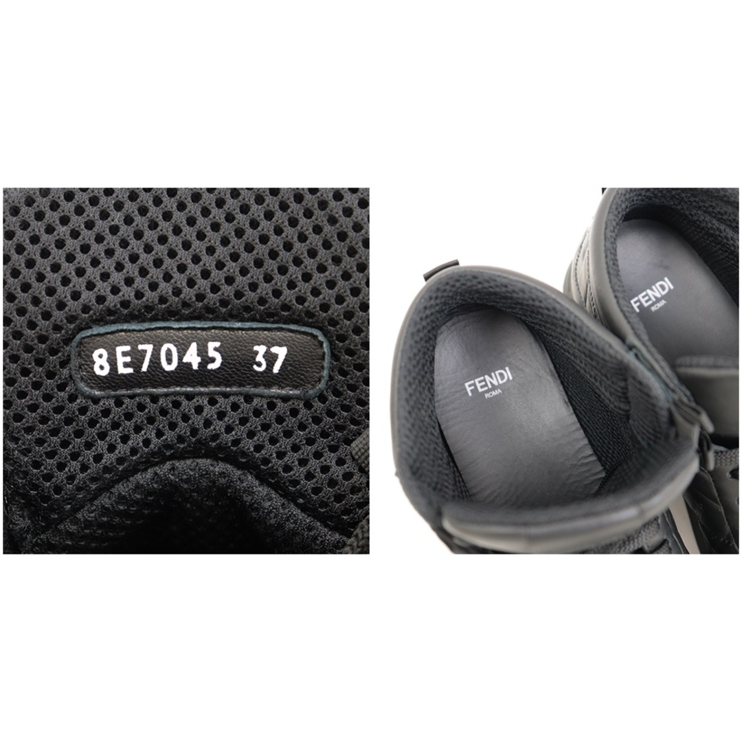 FENDI(フェンディ)の美品 フェンディ 8E7045 ズッカ柄エンボス ハイカット スニーカー レディース サイズ37 黒 ブラック エコレザー FFロゴ レースアップ FENDI レディースの靴/シューズ(スニーカー)の商品写真