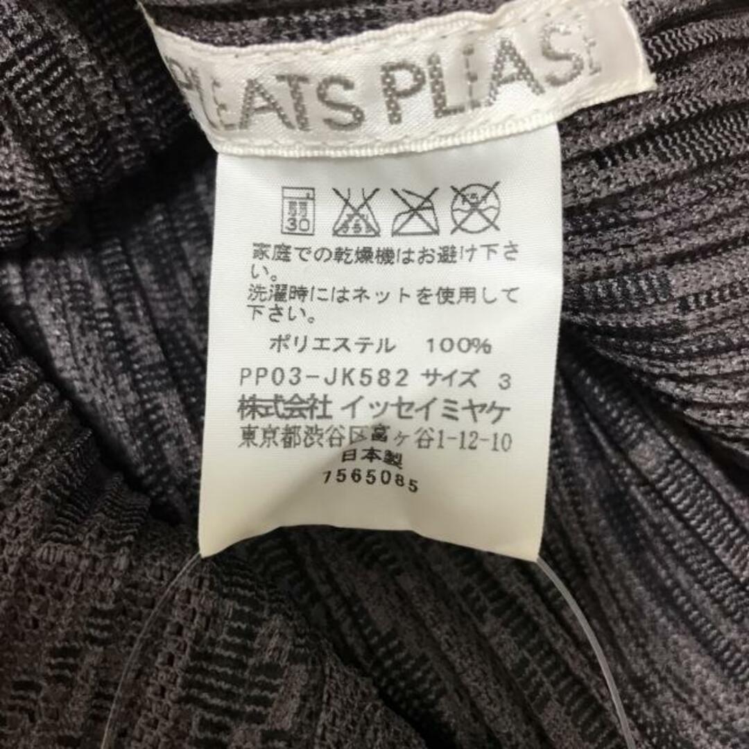 PLEATS PLEASE ISSEY MIYAKE(プリーツプリーズイッセイミヤケ)のPLEATS PLEASE(プリーツプリーズ) ノースリーブカットソー サイズ3 L レディース - グレー×ダークグレー クルーネック レディースのトップス(カットソー(半袖/袖なし))の商品写真