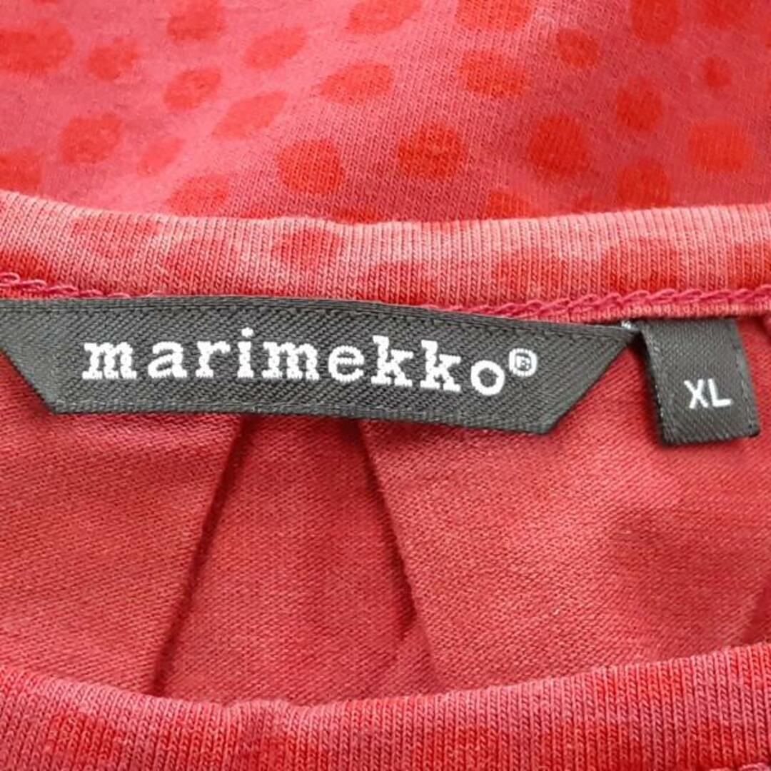 marimekko(マリメッコ)のmarimekko(マリメッコ) ワンピース サイズXL レディース美品  - ボルドー×レッド クルーネック/七分袖/ひざ丈/ドット柄 レディースのワンピース(その他)の商品写真