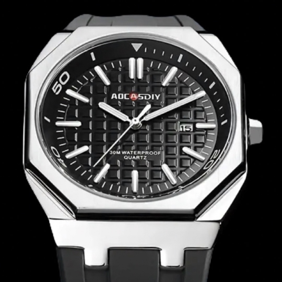 新品 AOCASDIY オクタゴンオマージュウォッチ メンズ腕時計 ブラックSS メンズの時計(腕時計(アナログ))の商品写真