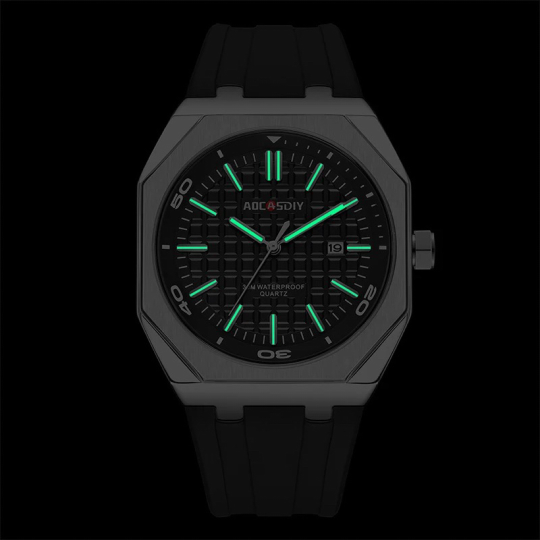 新品 AOCASDIY オクタゴンオマージュウォッチ メンズ腕時計 ブラックSS メンズの時計(腕時計(アナログ))の商品写真