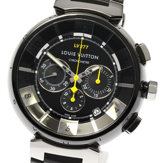 ルイヴィトン(LOUIS VUITTON)のルイ・ヴィトン LOUIS VUITTON Q114K タンブール インブラック クロノグラフ 自動巻き メンズ 箱・保証書付き_805367(腕時計(アナログ))