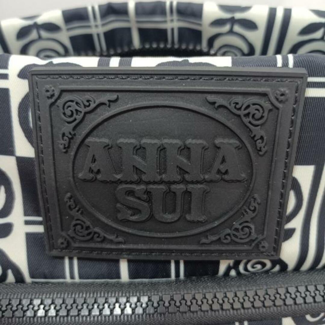 ANNA SUI(アナスイ)のANNA SUI(アナスイ) ショルダーバッグ美品  - 黒×白 チェック柄/バラ ナイロン×エナメル（合皮） レディースのバッグ(ショルダーバッグ)の商品写真