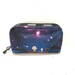 レスポートサック(LeSportsac)のLESPORTSAC(レスポートサック) ポーチ美品  - パープル×ダークネイビー×マルチ PEANUTSコラボ レスポナイロン(ポーチ)