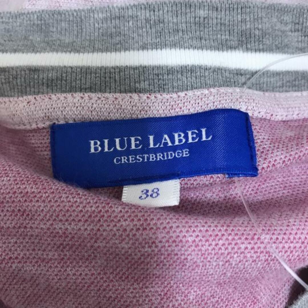 BLUE LABEL CRESTBRIDGE(ブルーレーベルクレストブリッジ)のBLUE LABEL CRESTBRIDGE(ブルーレーベルクレストブリッジ) 半袖Tシャツ サイズ38 M レディース - ピンク×レッド×グレー Vネック レディースのトップス(Tシャツ(半袖/袖なし))の商品写真