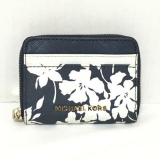 マイケルコース(Michael Kors)のMICHAEL KORS(マイケルコース) コインケース - ネイビー×白×マルチ ラウンドファスナー レザー(コインケース)