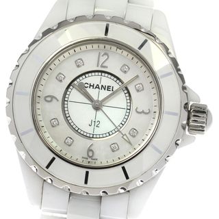 シャネル(CHANEL)のシャネル CHANEL H2422 J12 33ｍｍ 白セラミック 8Pダイヤ クォーツ レディース 良品 保証書付き_804101(腕時計)