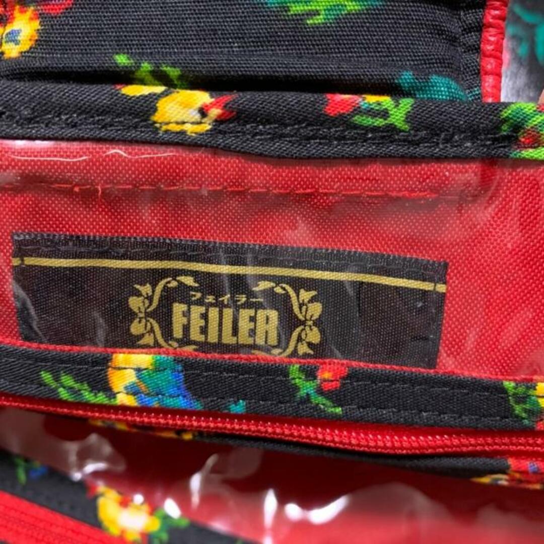 FEILER(フェイラー)のFEILER(フェイラー) ポーチ美品  - 黒×レッド×マルチ 花柄 コーティングキャンバス レディースのファッション小物(ポーチ)の商品写真