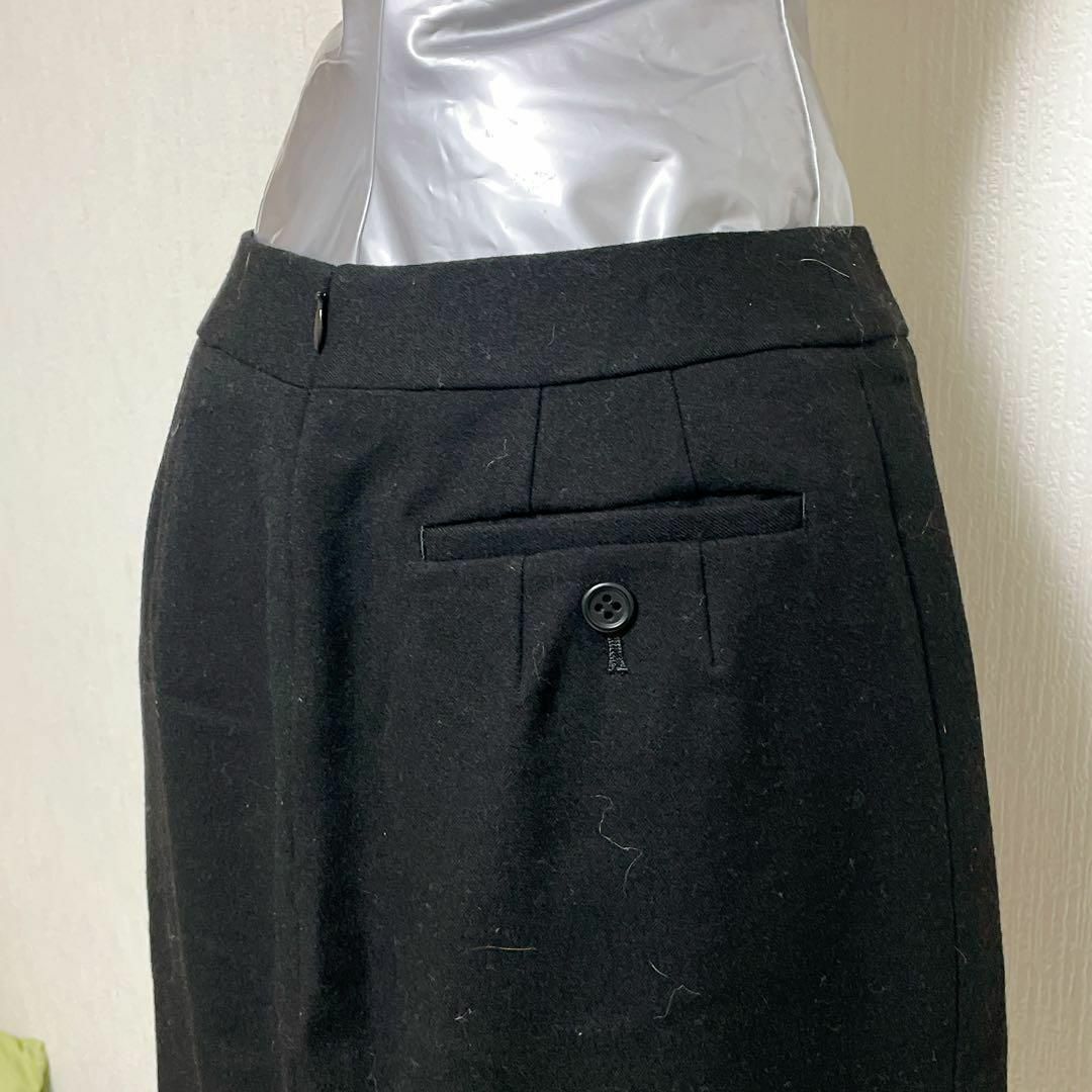 COMME CA ISM(コムサイズム)のCOMME CA ISM 黒無地 ウール 膝丈スカート レディースのスカート(ひざ丈スカート)の商品写真