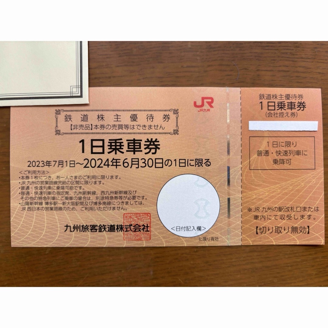 JR(ジェイアール)のJR九州　鉄道株主優待券　1枚 エンタメ/ホビーのエンタメ その他(その他)の商品写真