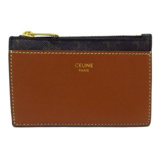 celine - CELINE(セリーヌ) コインケース美品  - 10F992BZ9.04LU ブラウン×ダークブラウン ジップ付きカードホルダー トリオンフ キャンバス×ラムスキン