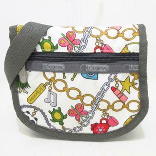 レスポートサック(LeSportsac)のLESPORTSAC(レスポートサック) ショルダーバッグ - 白×ライトグレー×マルチ チェーン/カメ/蝶々/ギター/猫/パンダ/イチゴ/星 レスポナイロン(ショルダーバッグ)