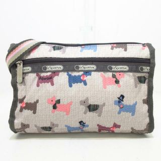 レスポートサック(LeSportsac)のLESPORTSAC(レスポートサック) ショルダーバッグ美品  - ライトグレー×黒×マルチ イヌ レスポナイロン(ショルダーバッグ)