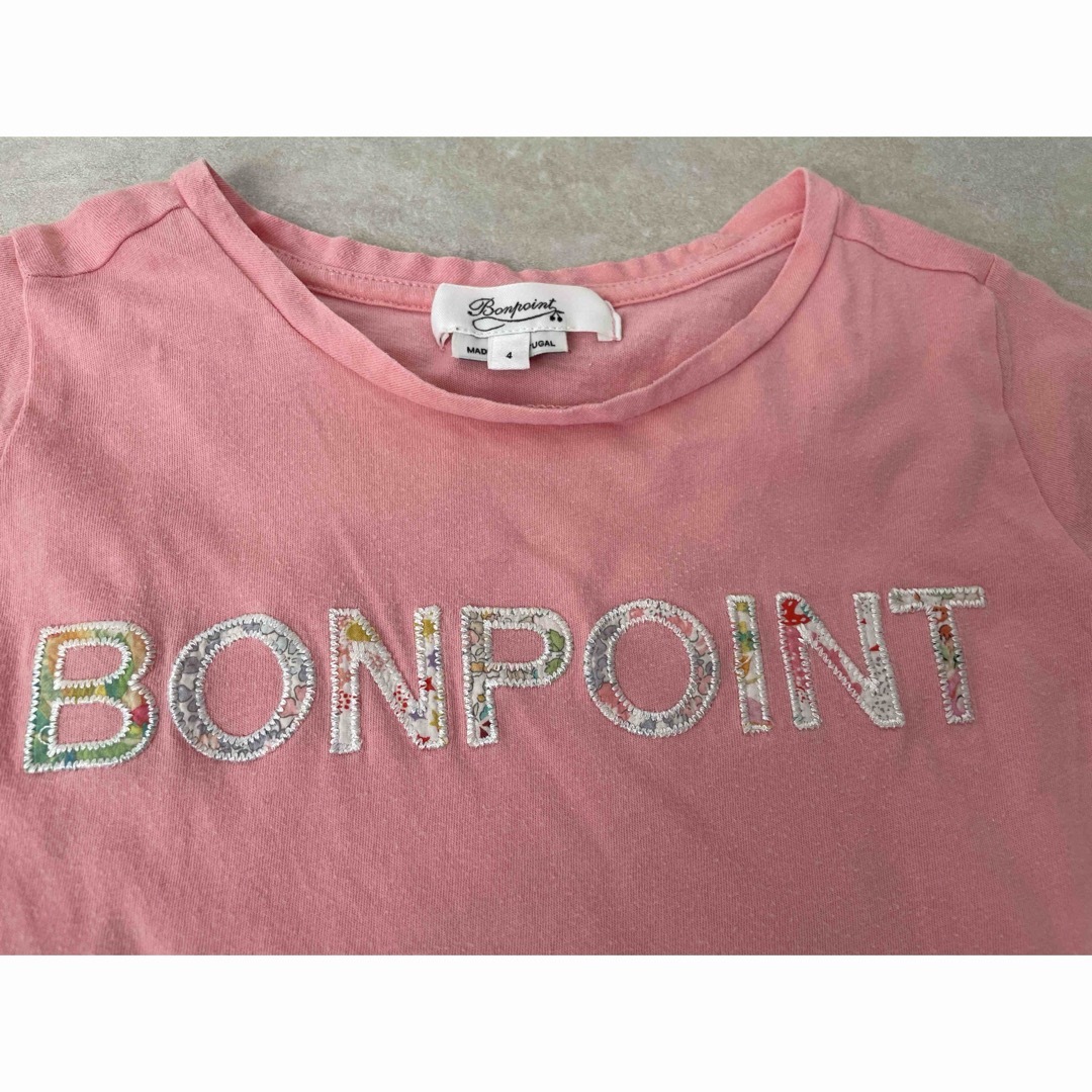 Bonpoint(ボンポワン)のボンポワン　ロゴ　Tシャツ　半袖　4a ピンク　リバティ キッズ/ベビー/マタニティのキッズ服女の子用(90cm~)(Tシャツ/カットソー)の商品写真