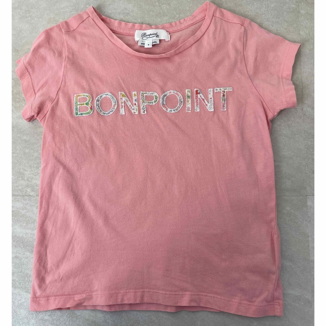 Bonpoint(ボンポワン)のボンポワン　ロゴ　Tシャツ　半袖　4a ピンク　リバティ キッズ/ベビー/マタニティのキッズ服女の子用(90cm~)(Tシャツ/カットソー)の商品写真