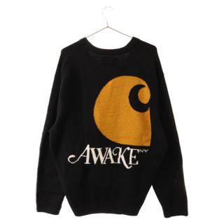 アウェイク(AWAKE)のAWAKE アウェイク 23SS×Carhartt WIP Cardigan カーハート オーバーサイズ バックロゴ カーディガン ブラック(カーディガン)