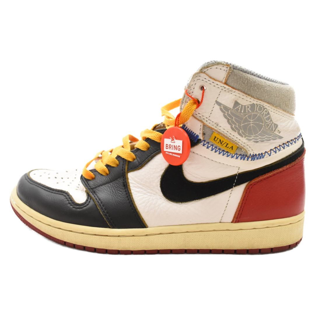 NIKE(ナイキ)のNIKE ナイキ ×UNION AIR JORDAN 1 RETRO HI NRG UNION BV1300-106 ユニオン エアジョーダン1 レトロ ハイカットスニーカー ホワイト/レッド US9/27.0cm メンズの靴/シューズ(スニーカー)の商品写真