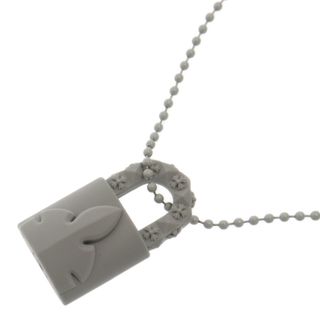 クロムハーツ(Chrome Hearts)のCHROME HEARTS クロムハーツ PADLOCK FLERKNEE SLCN パドロックフレアニー 青山限定ラバーネックレス グレー(ネックレス)