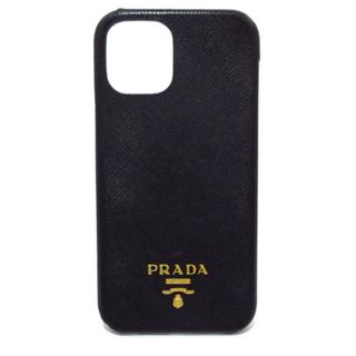 プラダ(PRADA)のPRADA(プラダ) 携帯電話ケース - 黒 スマートフォンケース レザー(モバイルケース/カバー)