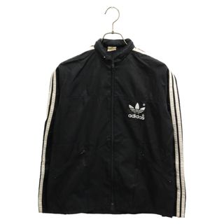 アディダス(adidas)のadidas アディダス 80-90S VINTAGE ヴィンテージ トレフォイルロゴプリント 3ストライプ ナイロンジャケット ブラック(ナイロンジャケット)