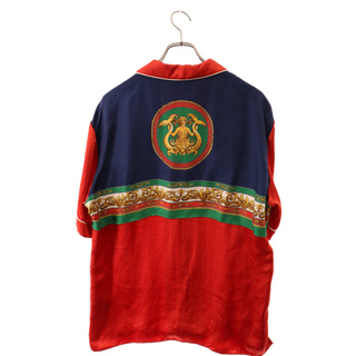 グッチ(Gucci)のGUCCI グッチ 19SS Multicolor Logo シルクサテン バックプリント 半袖ボーリングシャツ レッド 568302(シャツ)