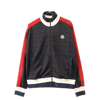 モンクレール(MONCLER)のMONCLER モンクレール 22AW ZIP UP CARDIGAN ジップアップ カーディガン 総柄ロゴ トラックジャケット ブラック/ホワイト H10918G00041(フライトジャケット)