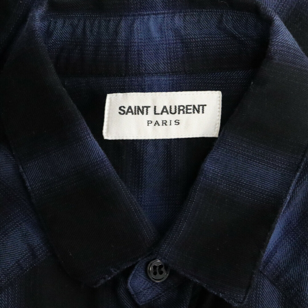 Saint Laurent(サンローラン)のSAINT LAURENT PARIS サンローランパリ 16AW オンブレチェックウェスタン長袖シャツ ブルー/ブラック 455166 Y729B メンズのトップス(シャツ)の商品写真