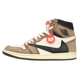 ナイキ(NIKE)のNIKE ナイキ ×TRAVIS SCOTT AIR JORDAN 1 RETRO HIGH OG TS SP トラヴィススコット エアジョーダン1 レトロ ハイカットスニーカー ブラウン/ホワイト US8/26cm CD4487-100(スニーカー)