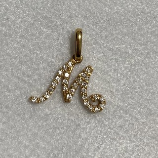 K18 イニシャル「M」ダイヤモンドペンダントトップ(ネックレス)