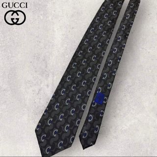 Gucci - GUCCI  グッチ　ネクタイ　ブラック　メンズ　シルク100%